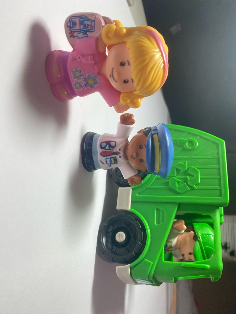 Fisher-Price Little People Emma Pilot  Figure & Green Recycling Truck Set